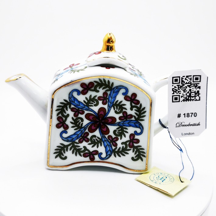 Hand-Painted Nostalgic Miniature Porcelain Teapot - Vintage Floral Pattern Collectible Object