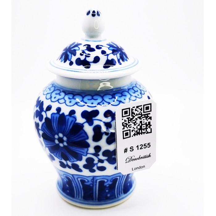 Small Blue Patterned Ginger Jar
