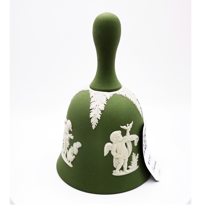 Wedgwood Green Jasperware Collectible Bell – English Neoclassical Elegance, Elegant Decorative Object
