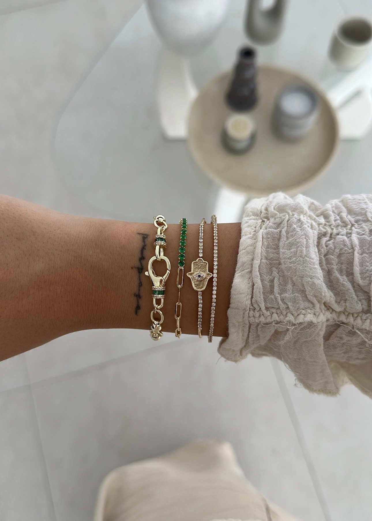 Yeşil su yolu detaylı bileklik 2