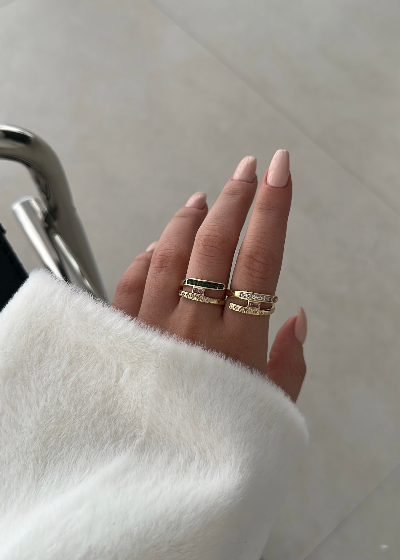 Taş detaylı ayarlanabilir yüzük