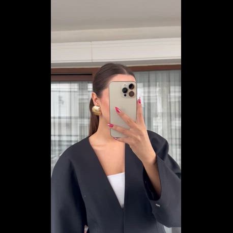 Çizgi desenli büyük yuvarlak küpe