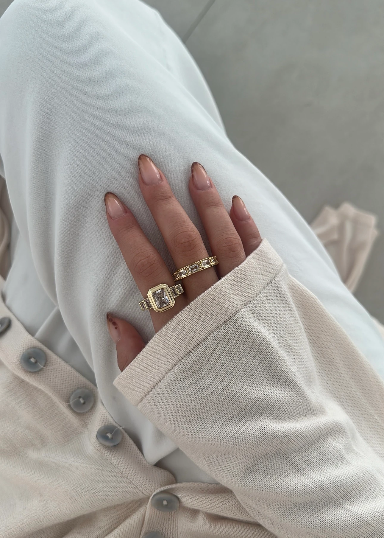 Kare taş detaylı premium seri yüzük