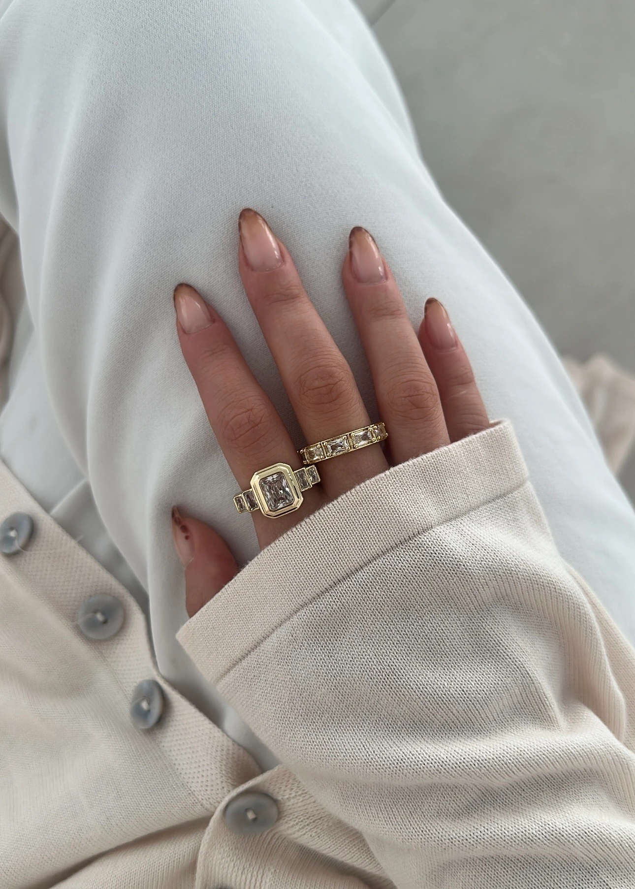 Kare taş detaylı premium seri yüzük