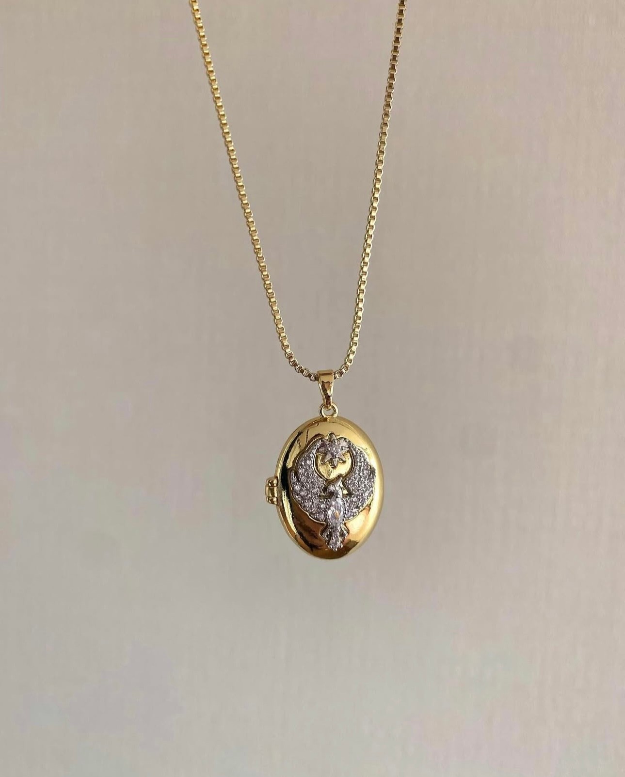 Anka kuşu silver taşlı açılır kolye 