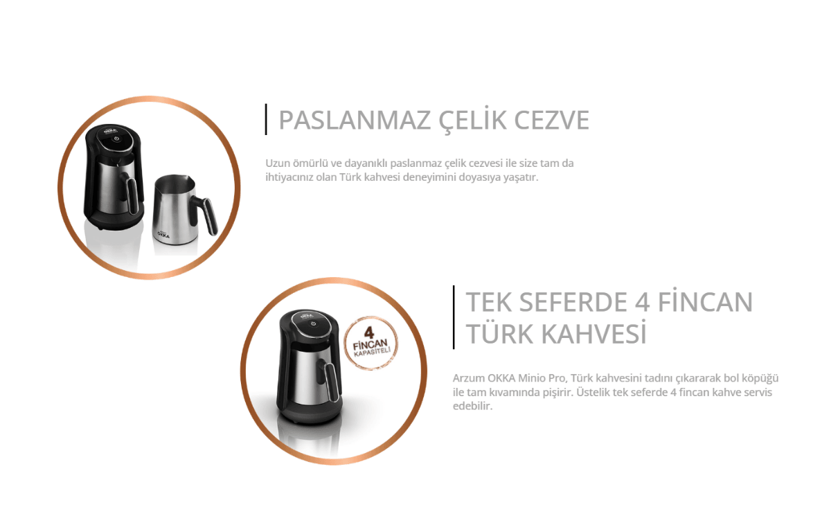 Türk Kahvesi Makinesi - Arzum OK0010 Okka Minio Pro Bakır