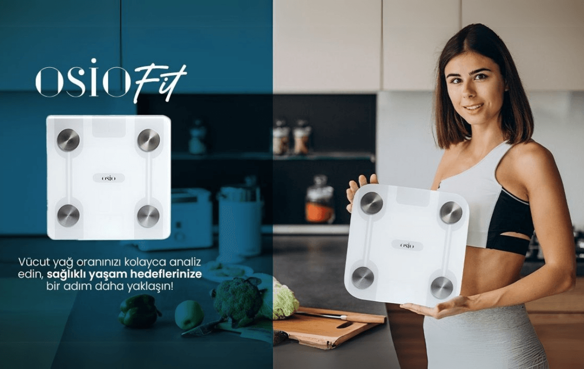 Osio Fit Vücut Yağ Analiz Özellikli Akıllı Bluetooth Tartı