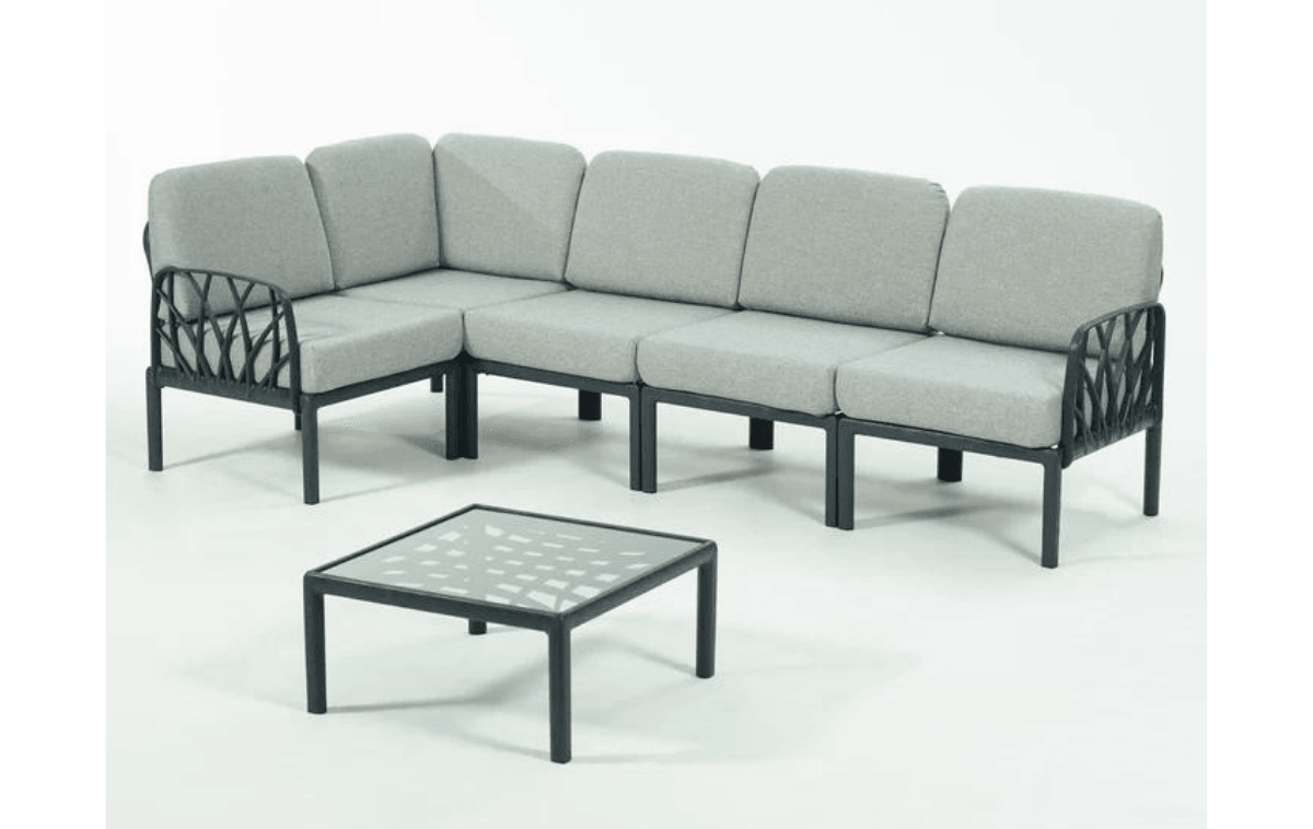 Novussi Garda Sofa Antrasit Bahçe Oturma Grubu L Köşe Takımı+Orta Sehpa Nvs-073