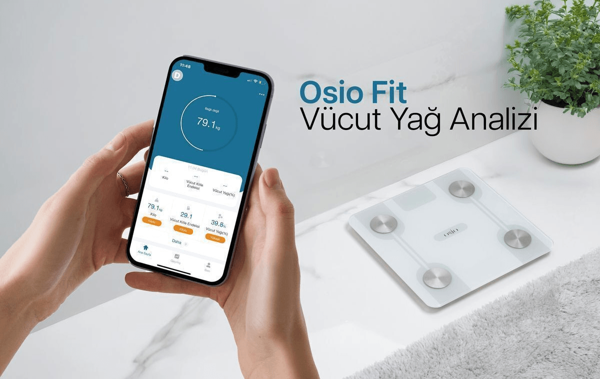 Osio Fit Vücut Yağ Analiz Özellikli Akıllı Bluetooth Tartı