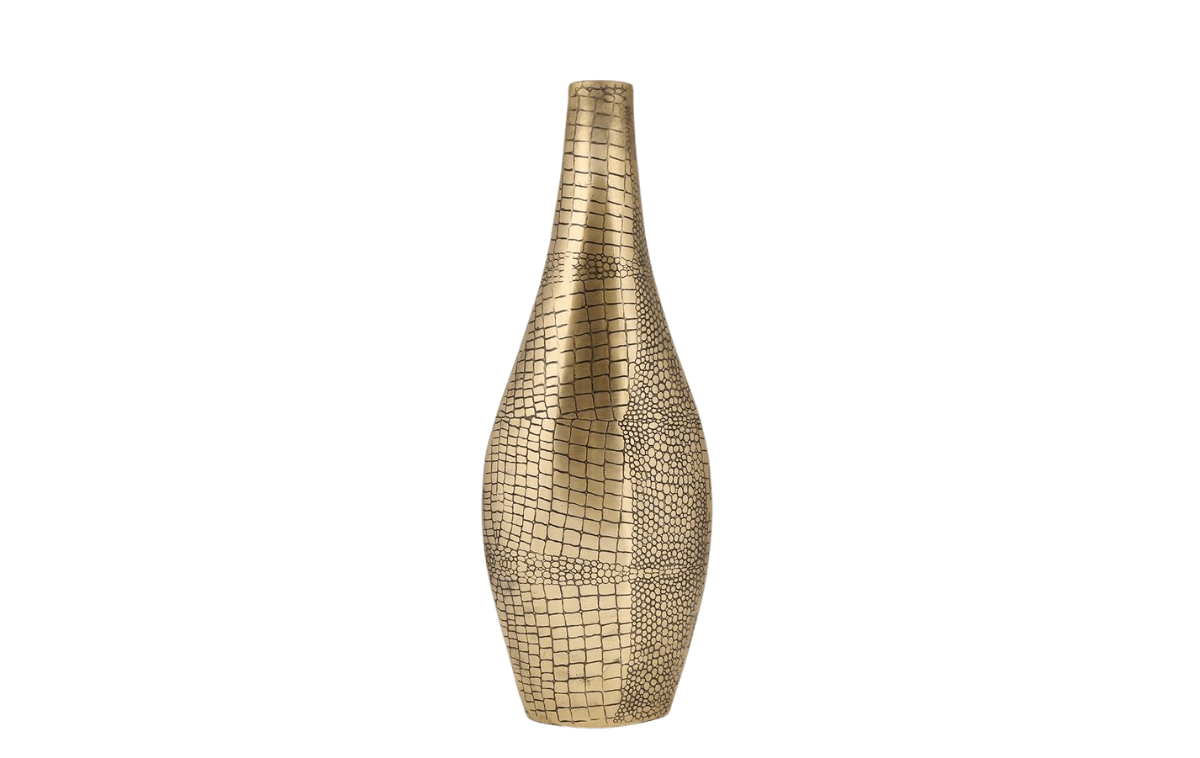 Hanzade Konsept Metal Krokodil Büyük Boy Armut Vazo 9x20x56 Cm - AK.IV0359