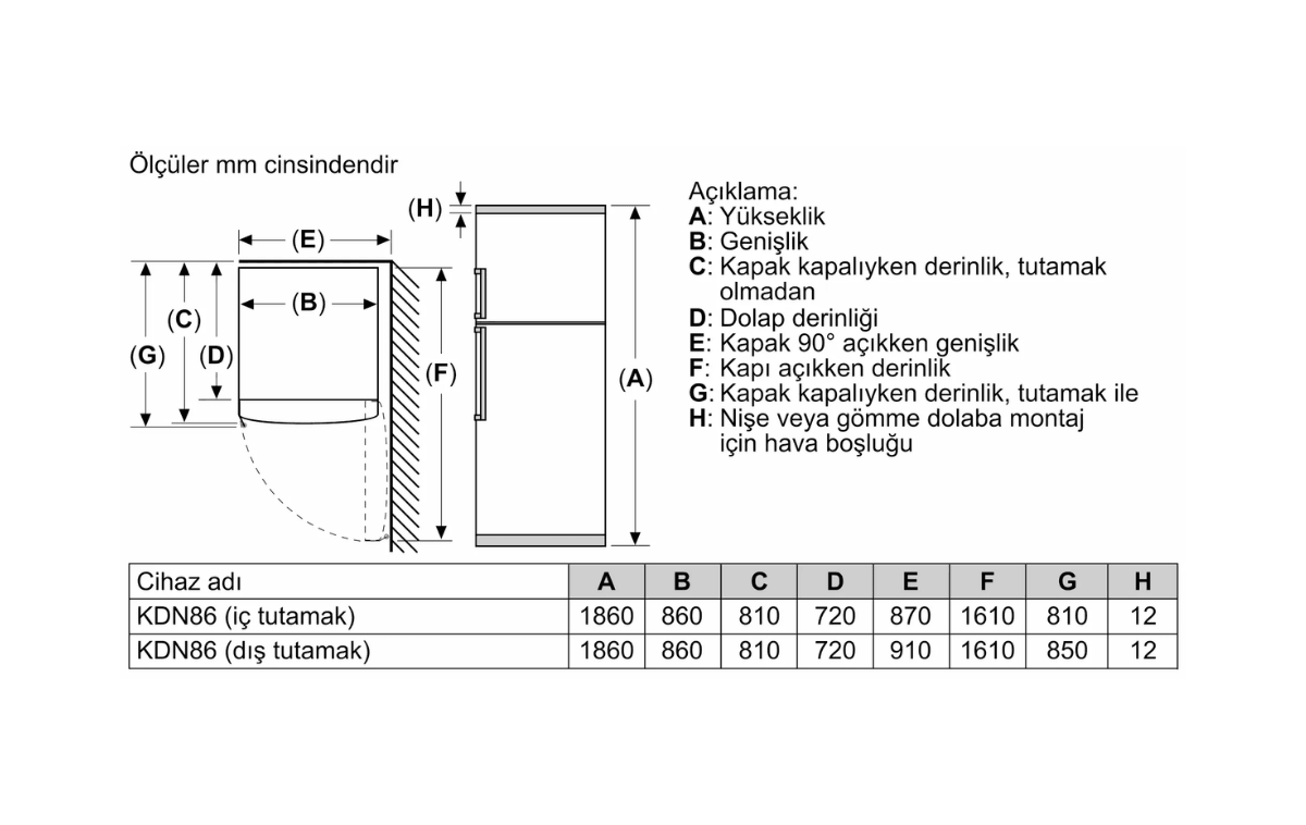 No Frost Çift Kapılı Buzdolabı - Profilo BD2086WEXN 641 Lt