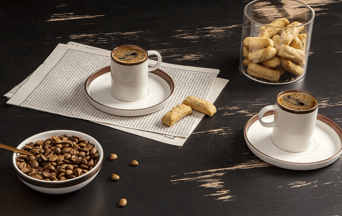 Porland Chopin Bakır Kahve Fincanı Takımı 4 Parça