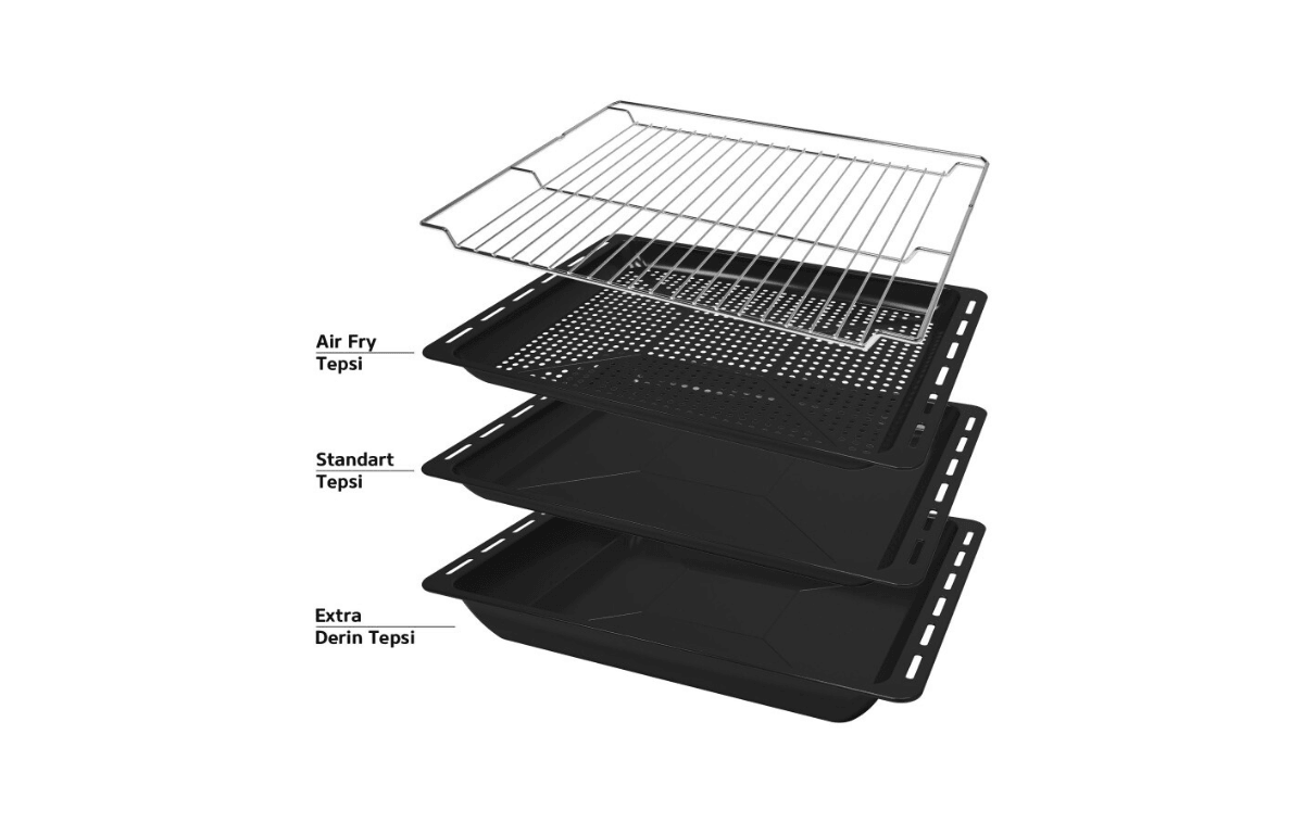 Simfer 8211 Air Fry Plus Ankastre Fırın 10 Fonksiyon Dijital Saat, Grill, Teleskobik Ray, Siyah