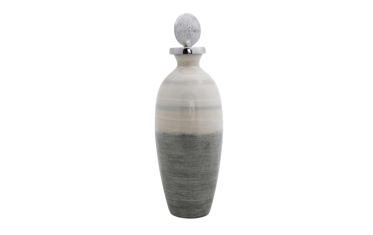 Hanzade Konsept Sage Cam Metal Taş Kapaklı Şişe 16x16 Cm - AK.IX0320