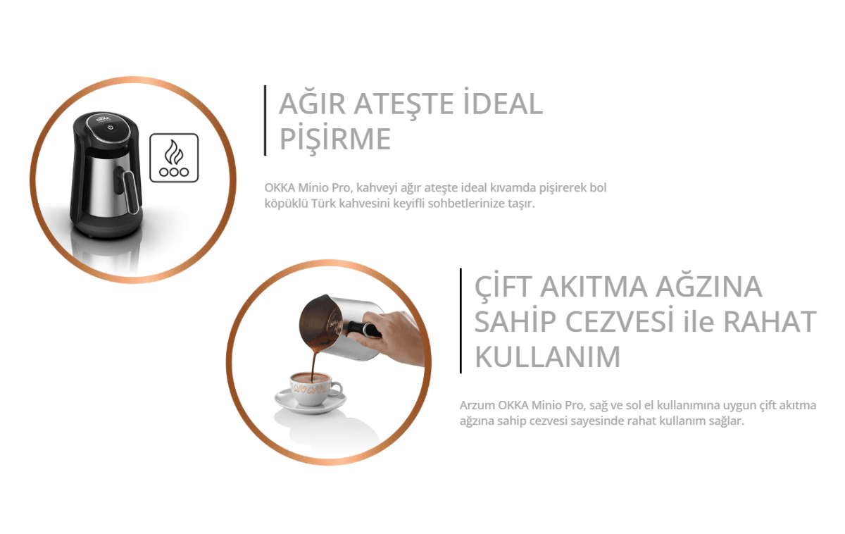 Türk Kahvesi Makinesi - Arzum OK0010 Okka Minio Pro Bakır