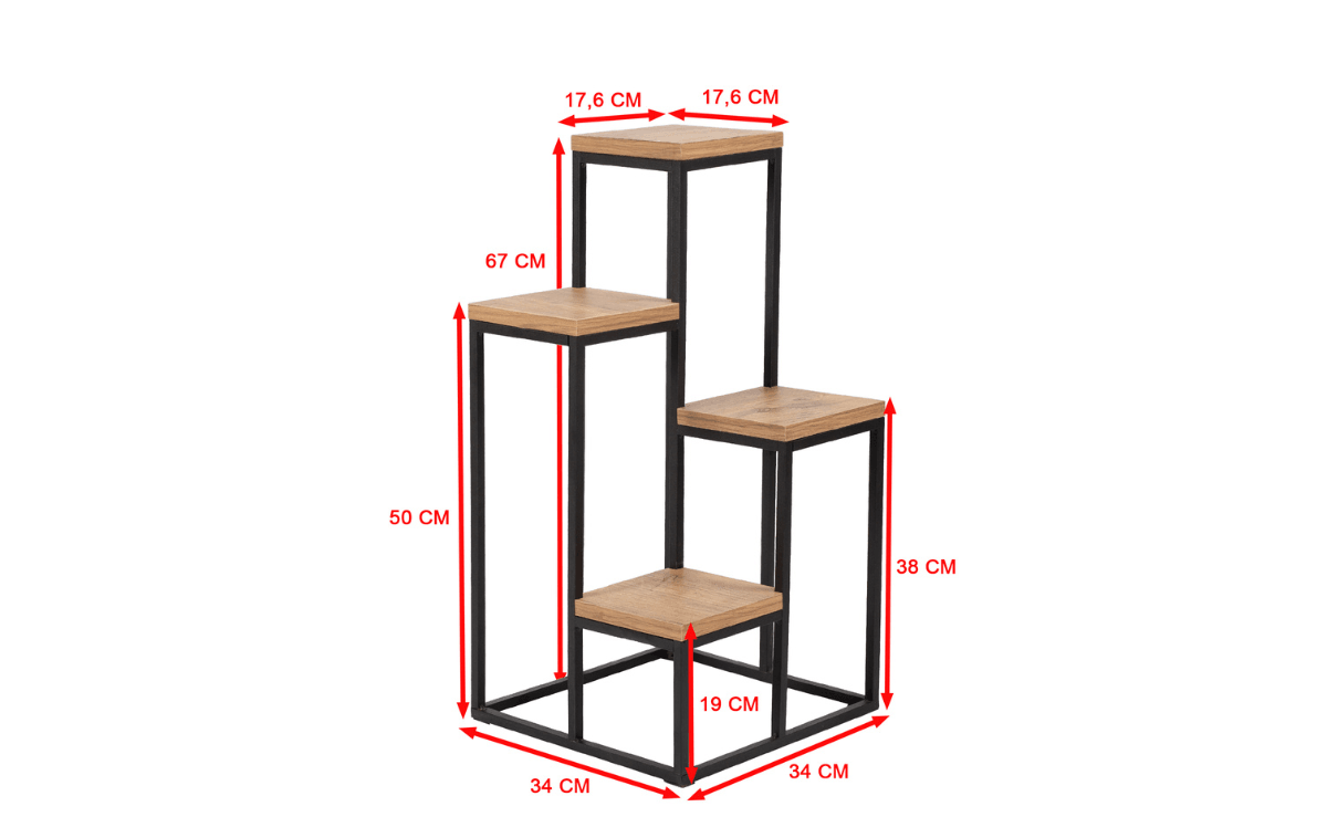 TH 4 Ahşap Raflı Metal Saksılık