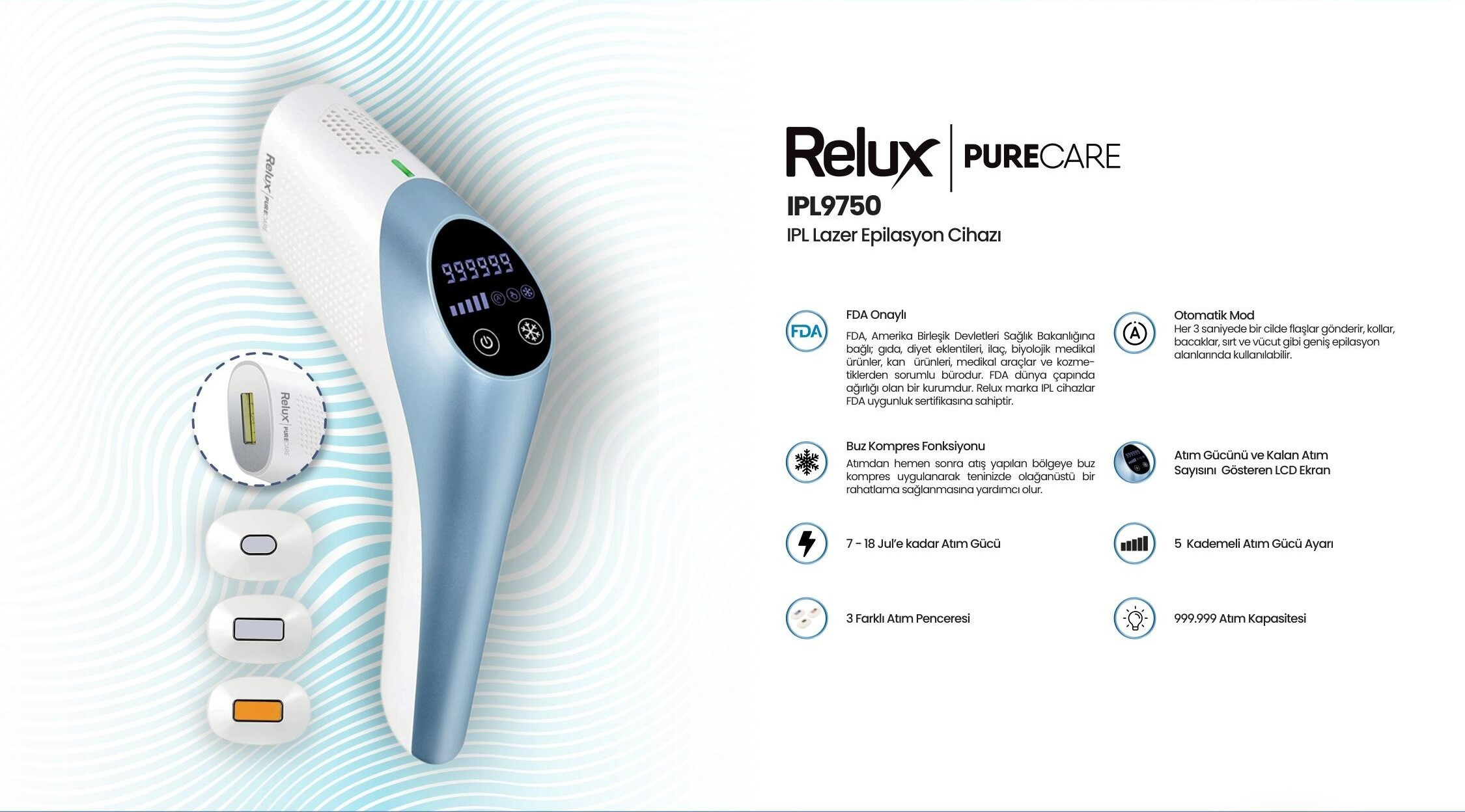Relux Lazer Epilasyon Cihazı IPL9750 Purecare 
