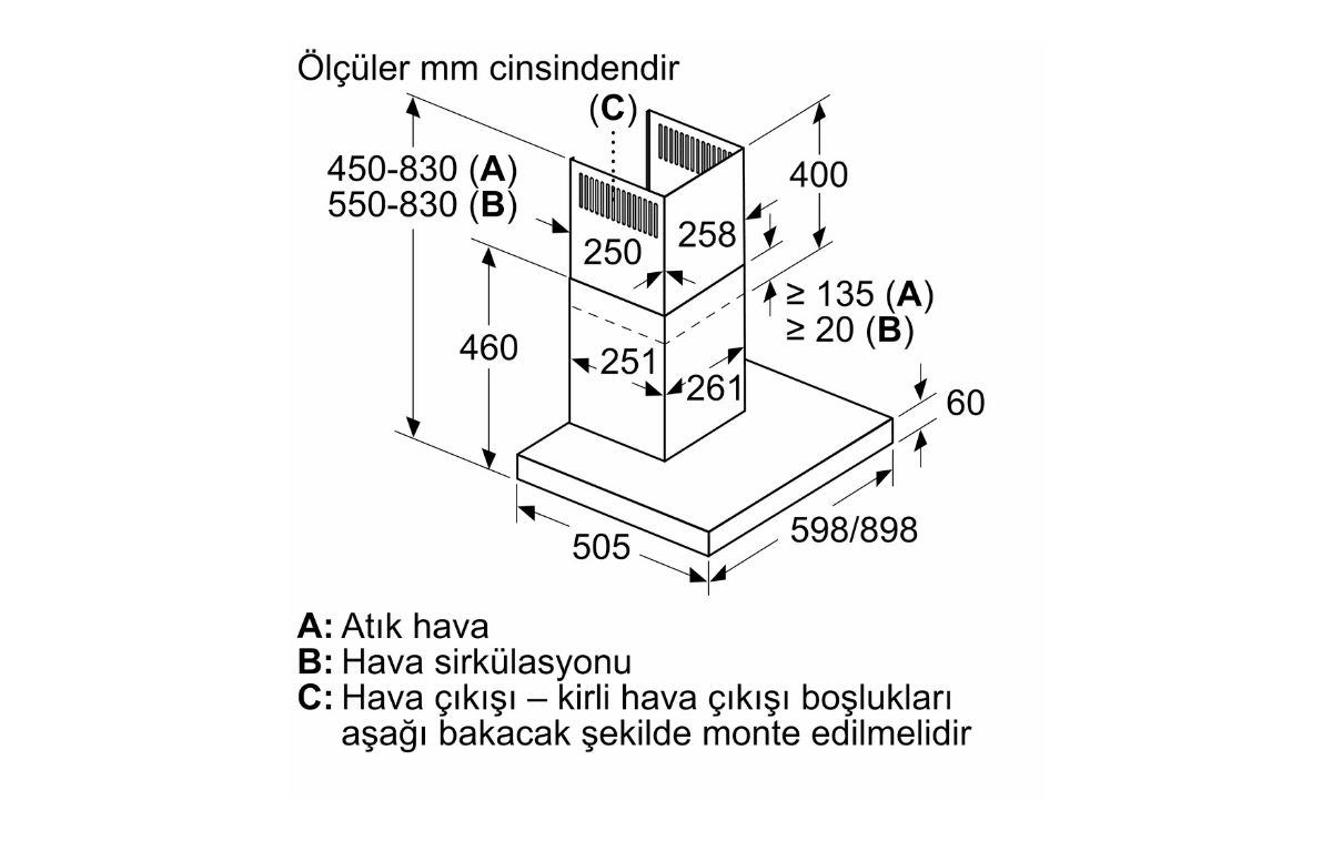 Profilo DVB6K760 Davlumbaz