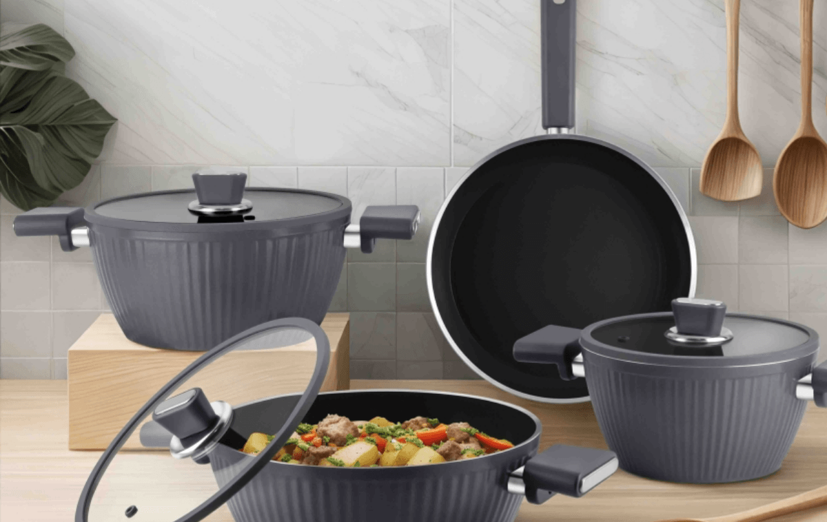 Arow Giallo Nonstick Aluminum 7 Prç Set