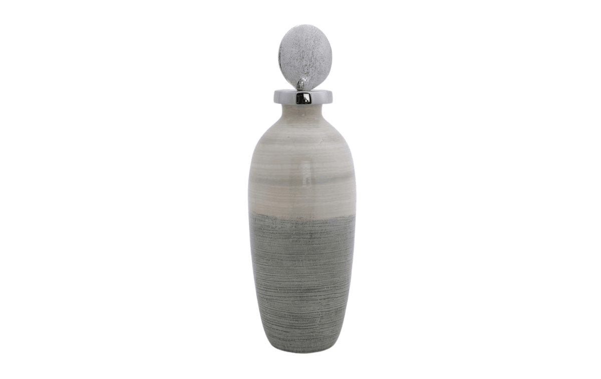Hanzade Konsept Sage Cam Metal Taş Kapaklı Şişe 12.7x12.7 Cm - AK.IX0319