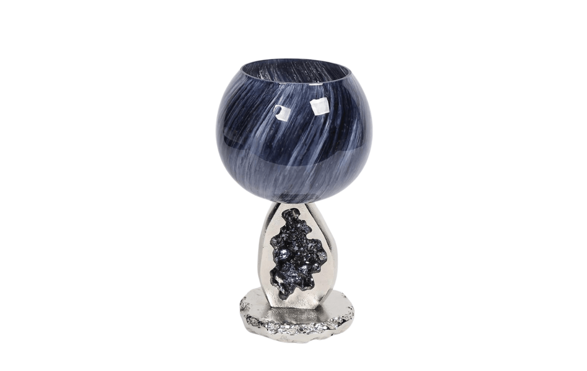 Hanzade Konsept Swirl Cam Metal Mumluk 12.7x12.7 Cm - AK.IX0341