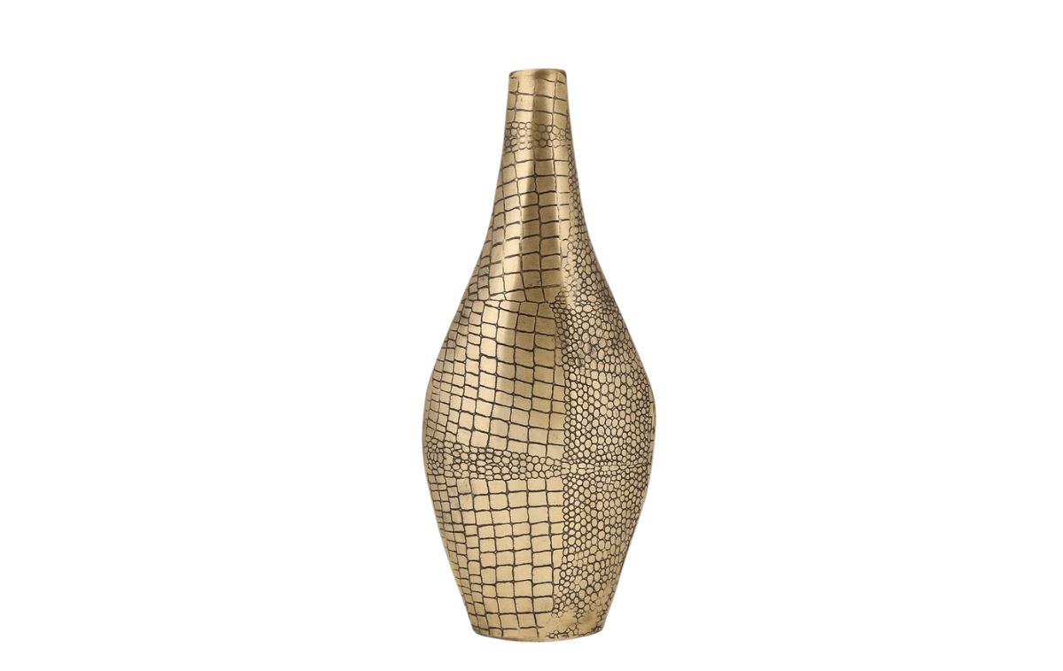 Hanzade Konsept Metal Krokodil Küçük Boy Armut Vazo 8x18x45 Cm - AK.IV0358