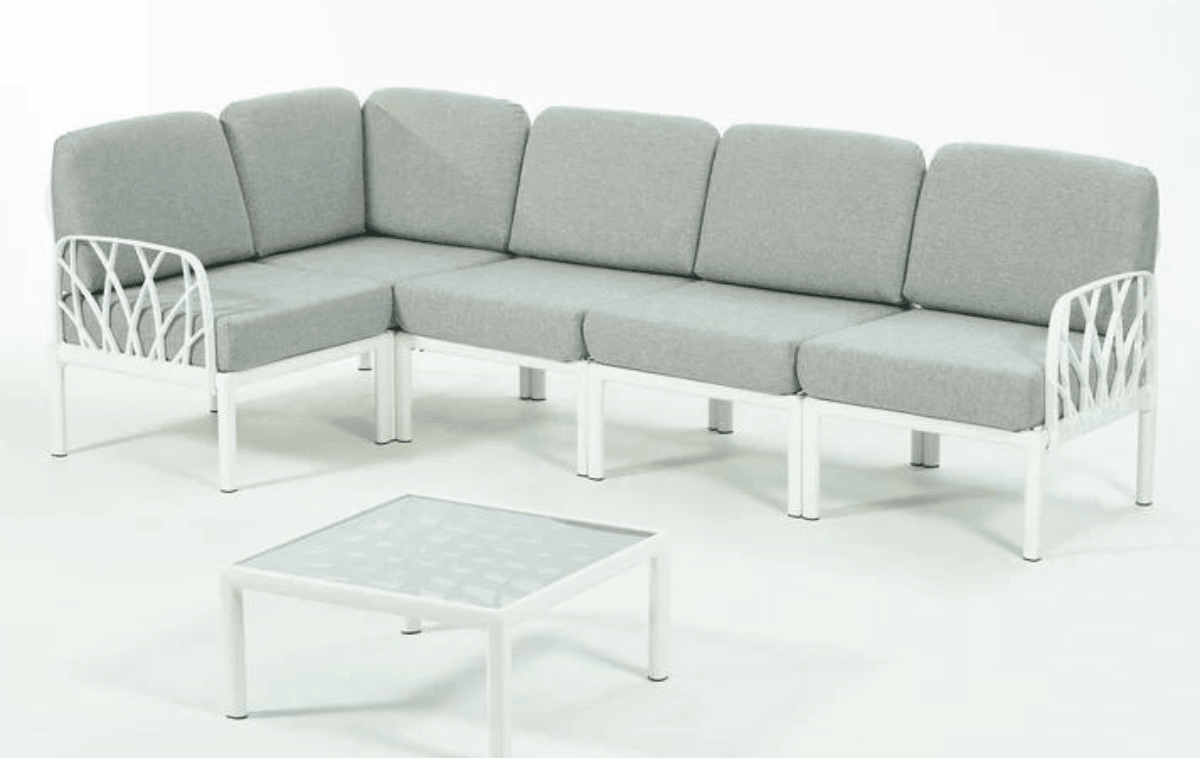 Novussi Garda Sofa Beyaz Bahçe Oturma Grubu L Köşe Takımı+Orta Sehpa Nvs-073