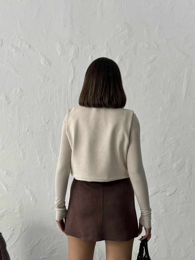 İşlemeli Süet Yelek – Western Tarz Şıklık - Taş