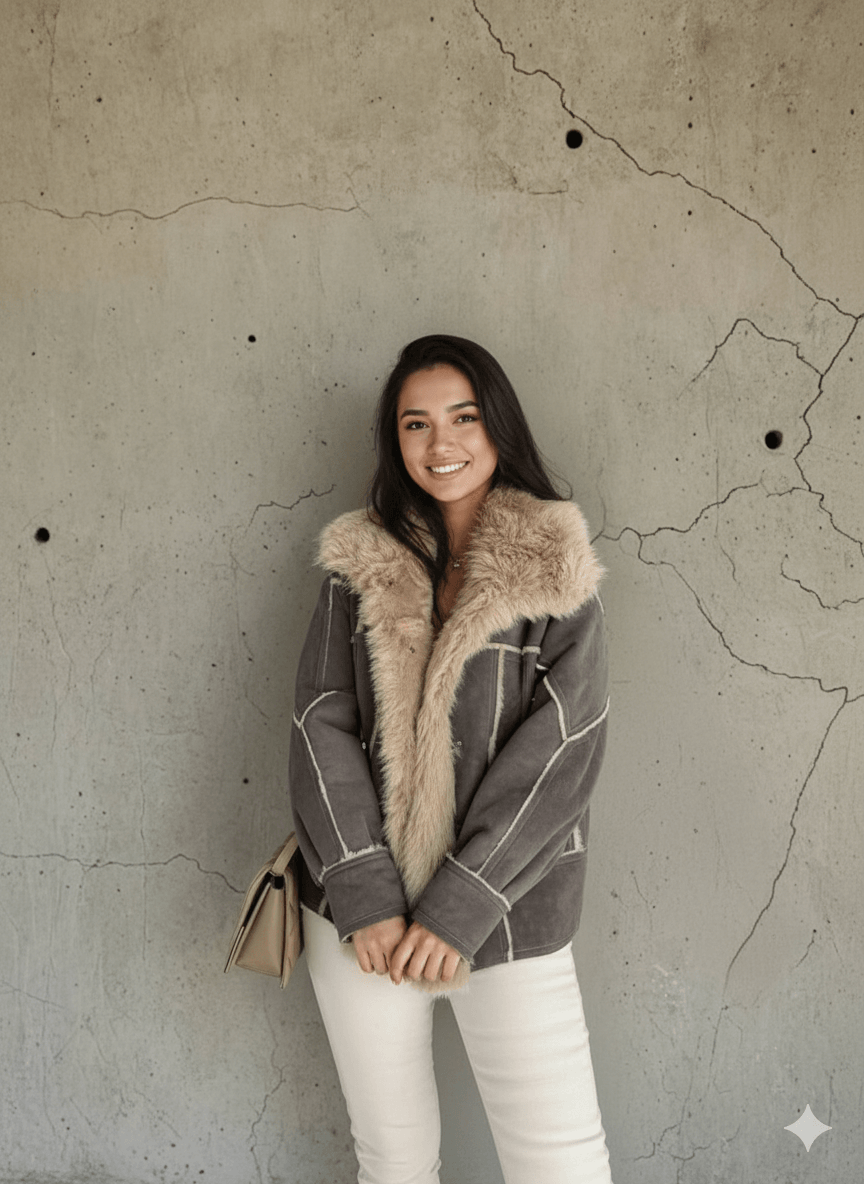 YAKASI KÜRKLÜ CEKET - Kahverengi