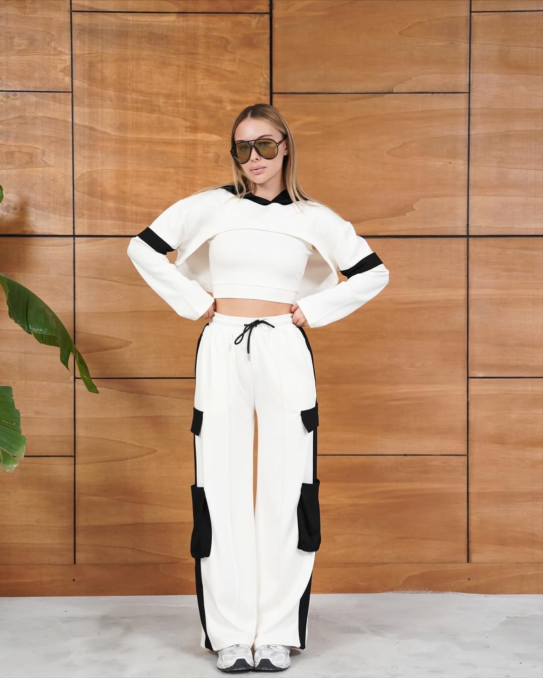 Cemo Kontrast Bloklu Bol Paça Eşofman Takımı Seti