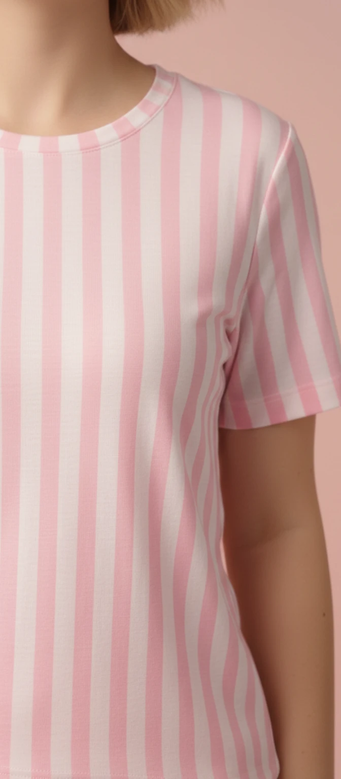 Pembe Beyaz Çizgili Kısa Kollu Pijama