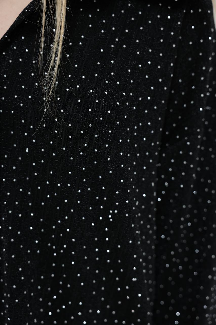 Taş Detaylı Geniş Paça Pantolon ve Düğmeli Gömlek İkili Takım