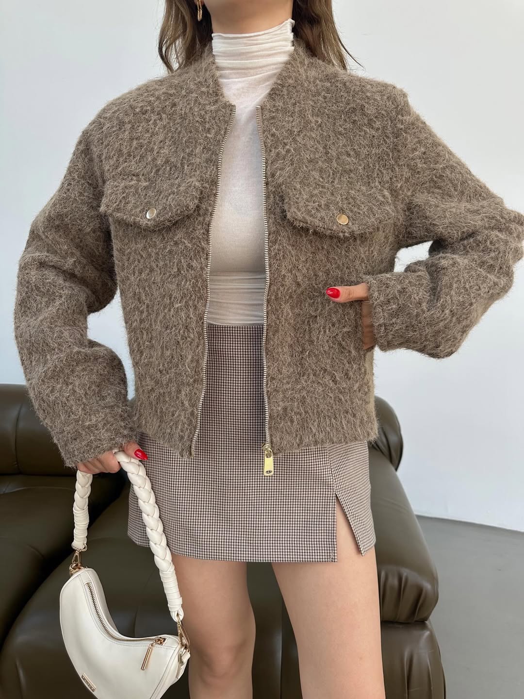 CIFT CEPLI FERMUARLI KISA CEKET