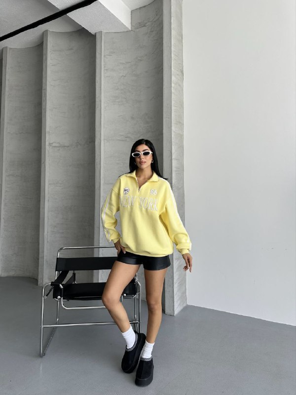 YARIM FERMUARLI NEWYORK YAZILI SWEAT