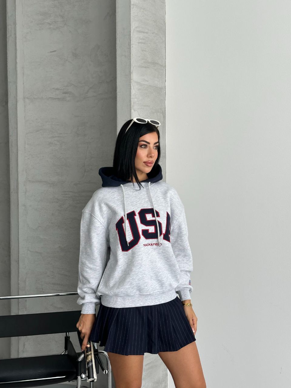 USA YAZILI KAPSONLU SWEAT