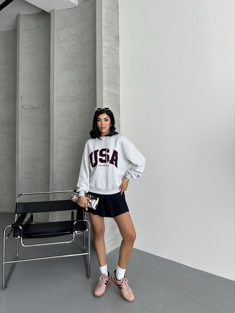 USA YAZILI KAPSONLU SWEAT
