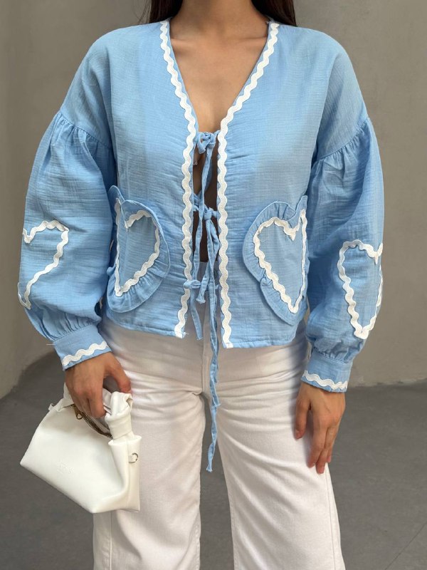 KALP CEPLI MUSLIN KIMONO - MAVİ