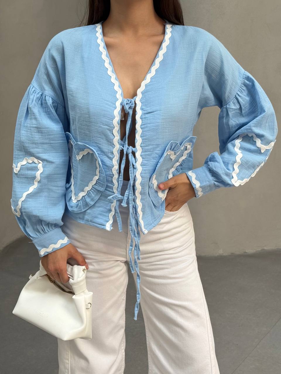 KALP CEPLI MUSLIN KIMONO - Mavi