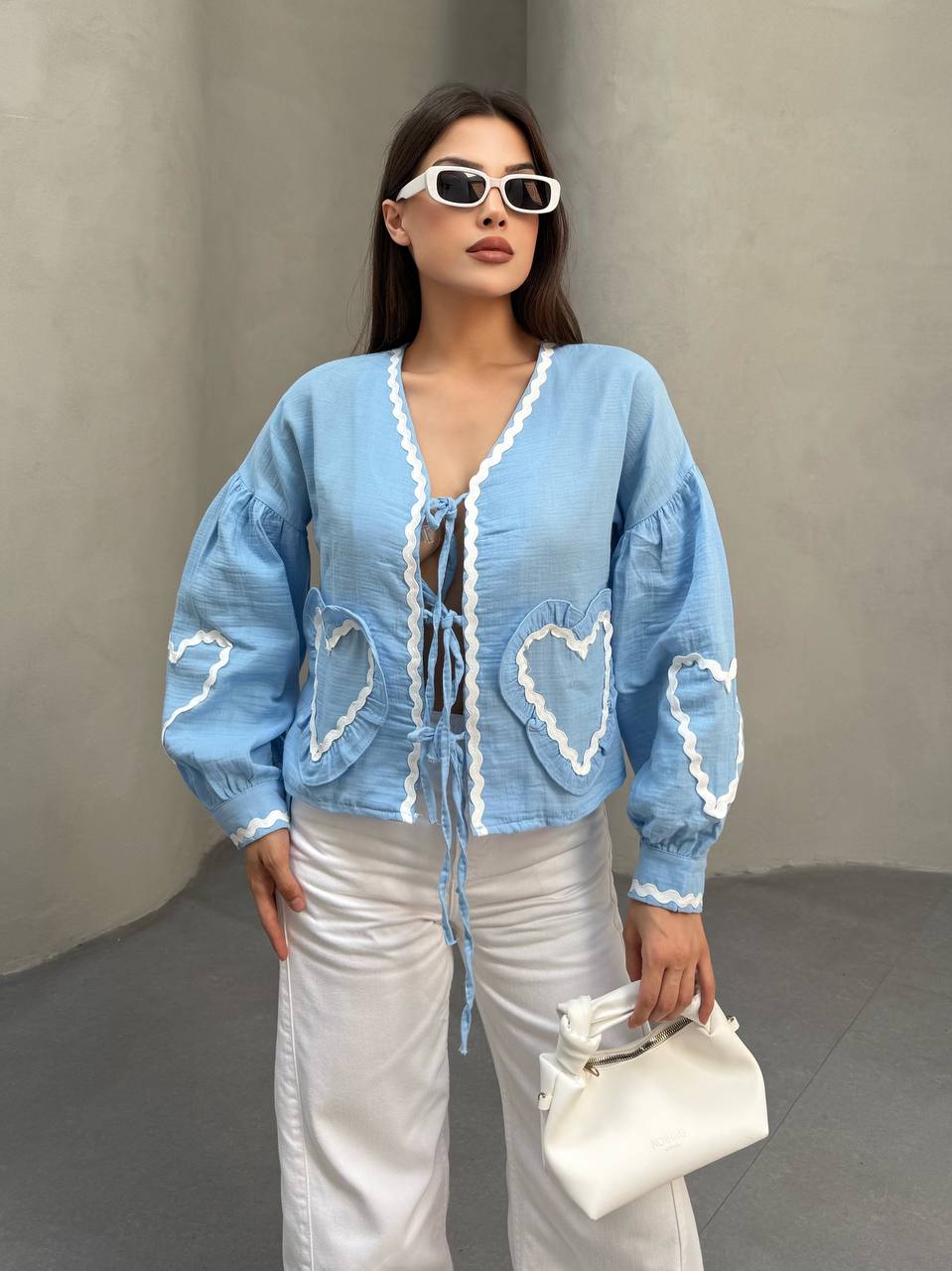 KALP CEPLI MUSLIN KIMONO - Mavi