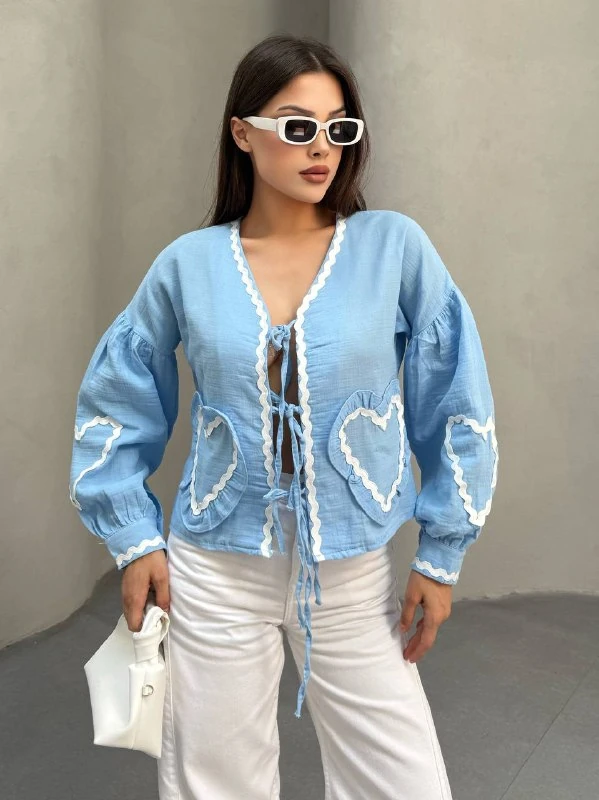 KALP CEPLI MUSLIN KIMONO - Mavi