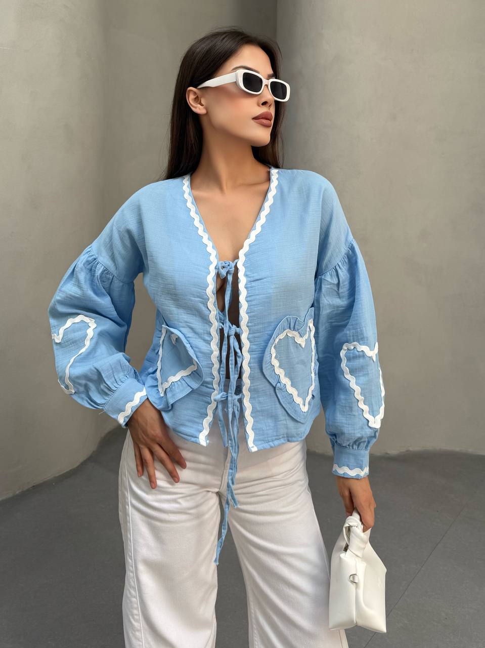 KALP CEPLI MUSLIN KIMONO - Mavi