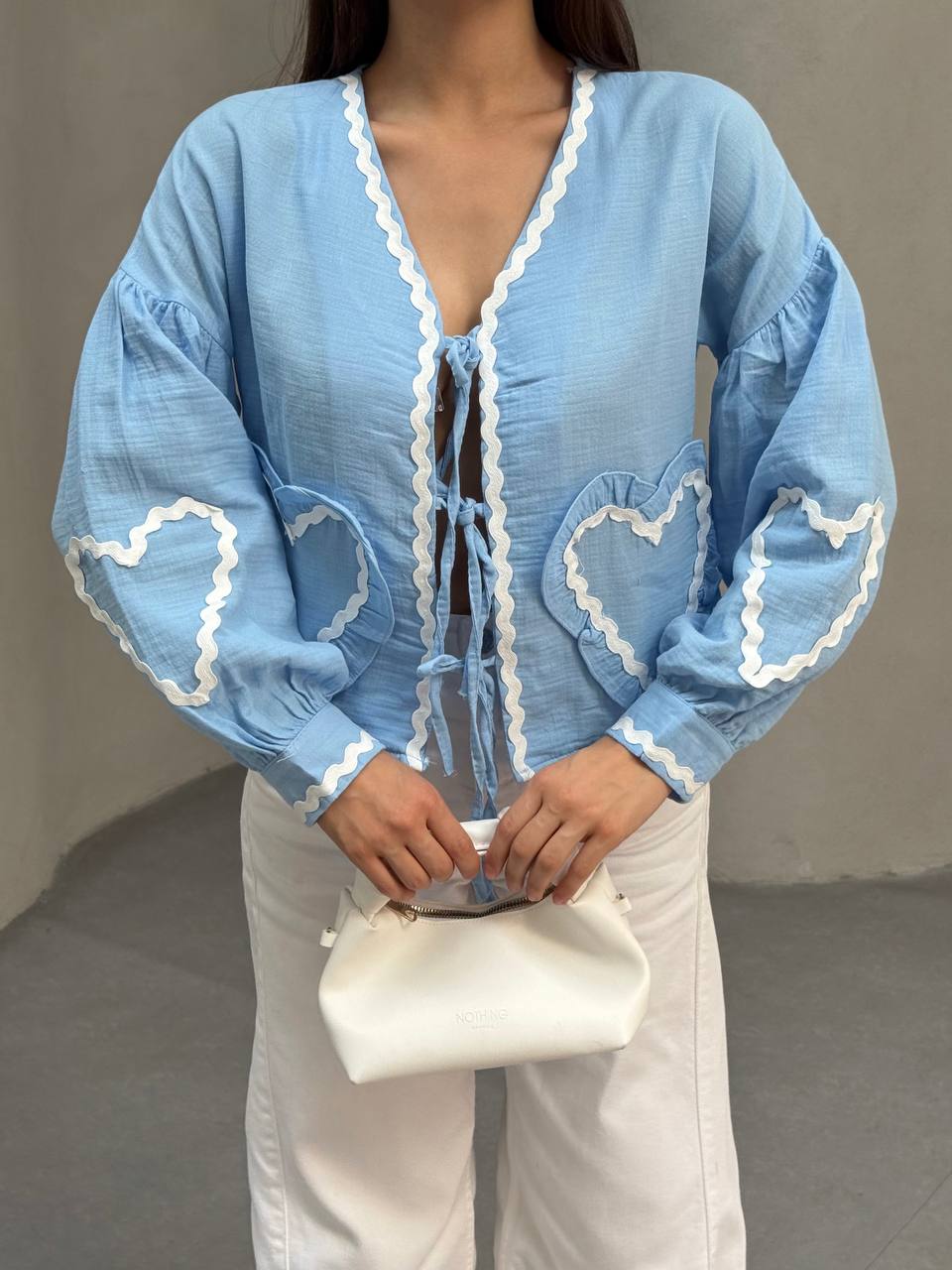 KALP CEPLI MUSLIN KIMONO - Mavi
