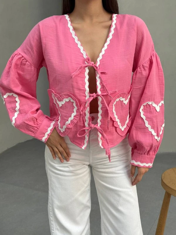 KALP CEPLI MUSLIN KIMONO - Pembe