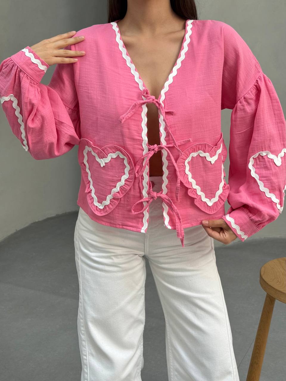 KALP CEPLI MUSLIN KIMONO - Pembe