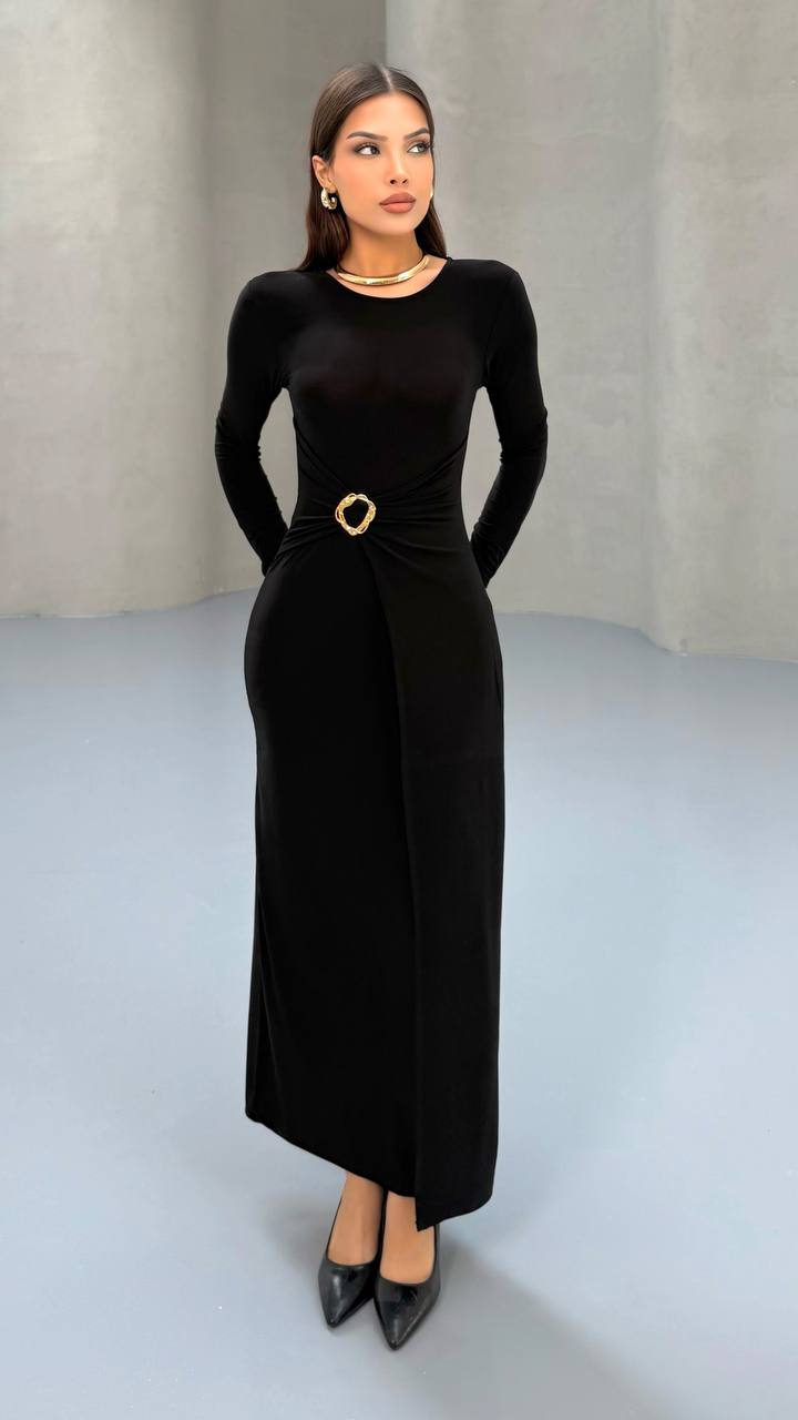 ÖNÜ ÇAPRAZ BÜZGÜLÜ ELBİSE