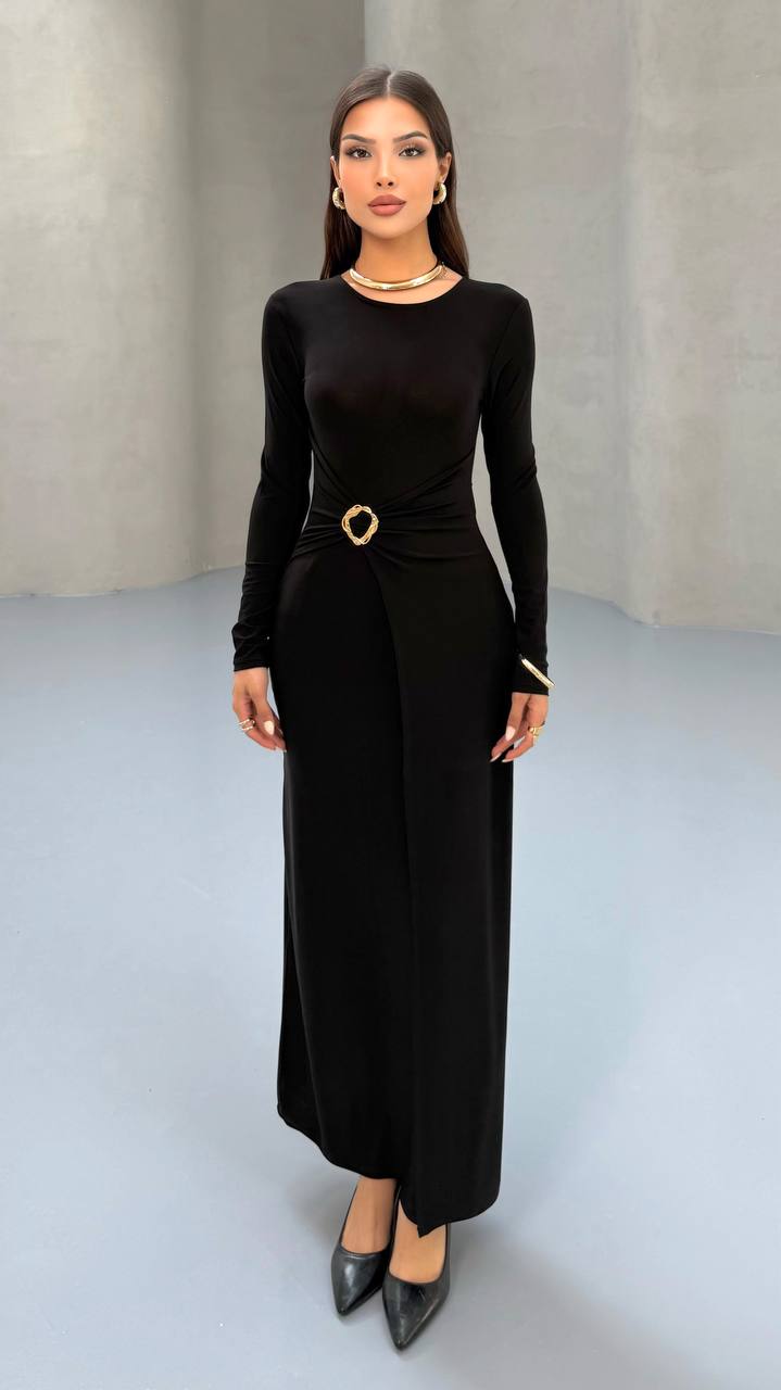 ÖNÜ ÇAPRAZ BÜZGÜLÜ ELBİSE