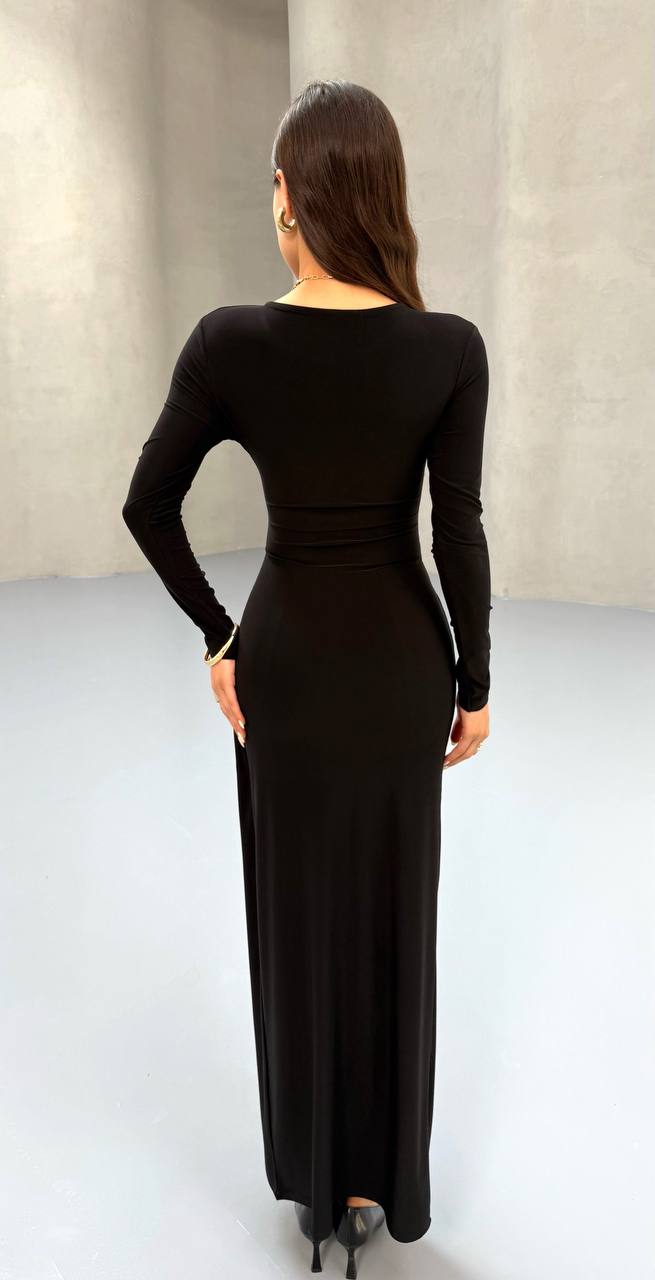 ÖNÜ ÇAPRAZ BÜZGÜLÜ ELBİSE