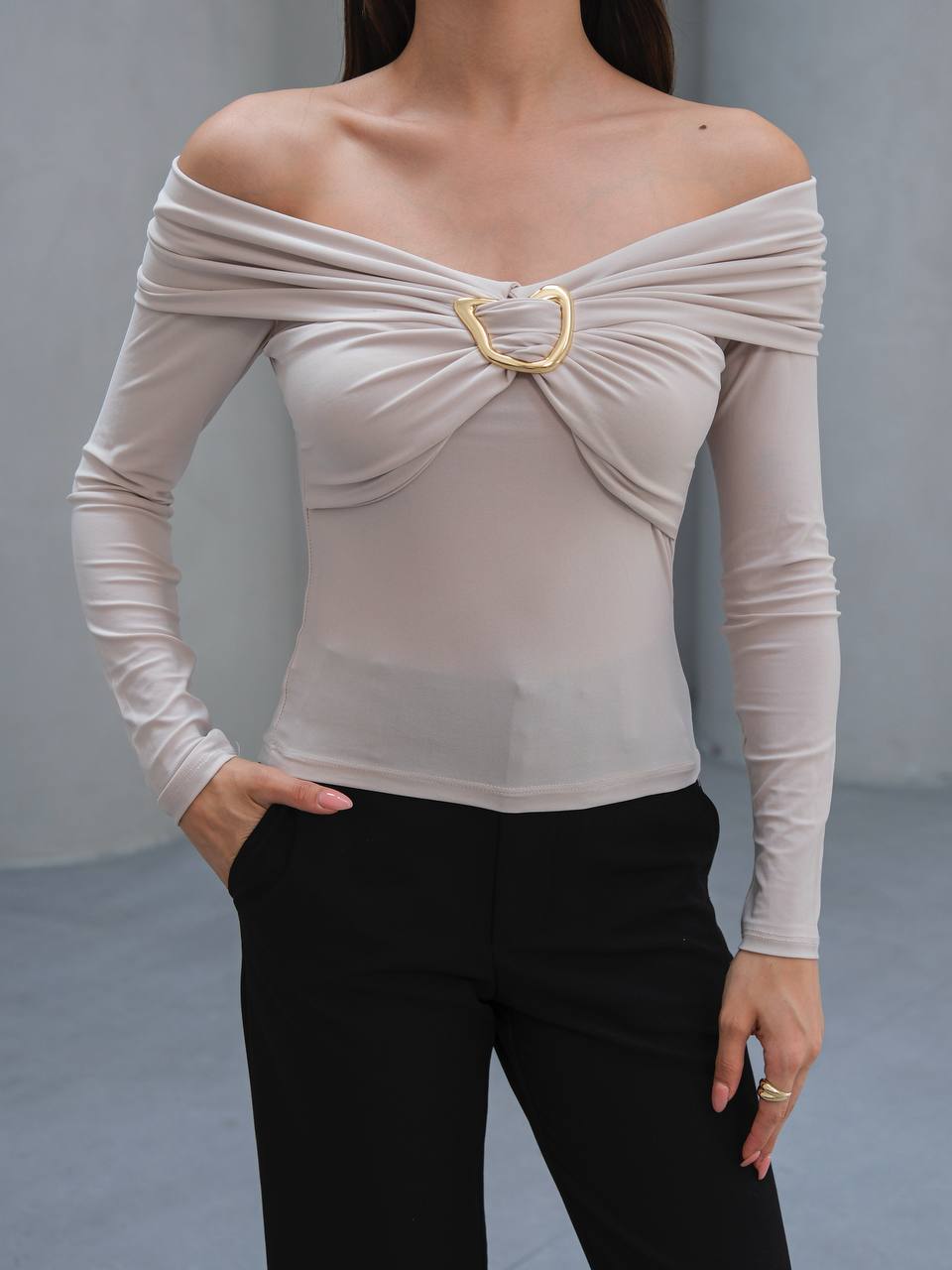 TOKALI MADONNA YAKA BLUZ - Taş