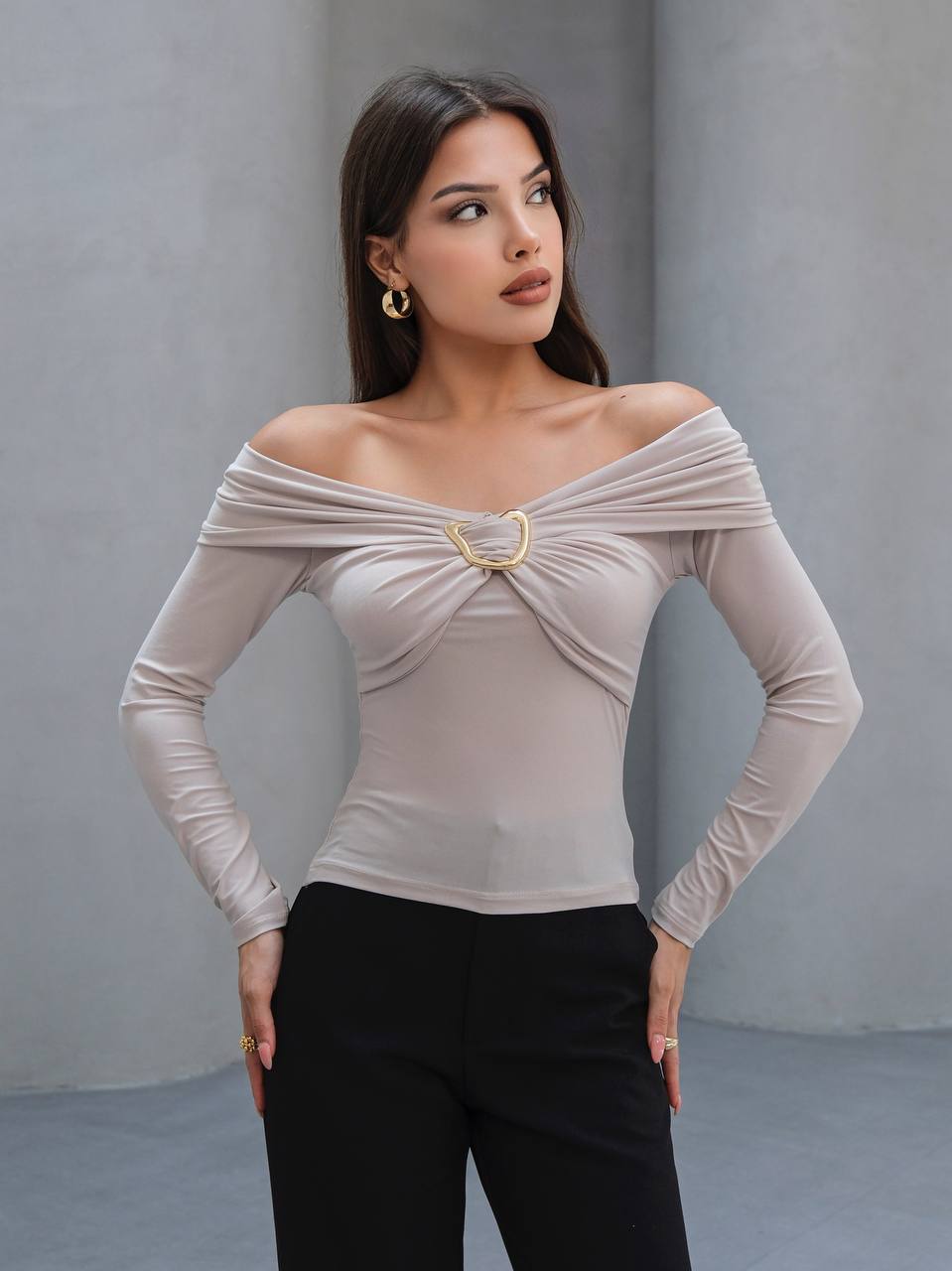 TOKALI MADONNA YAKA BLUZ - Taş