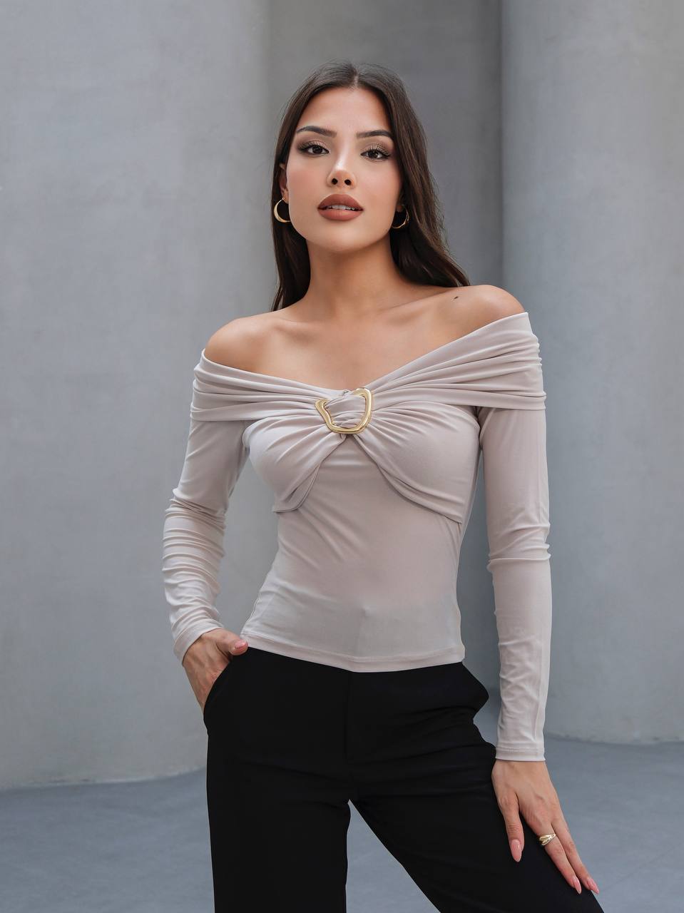 TOKALI MADONNA YAKA BLUZ - Taş